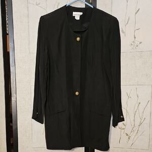 Black Blouse with Long Sleeves and Relaxed Fit